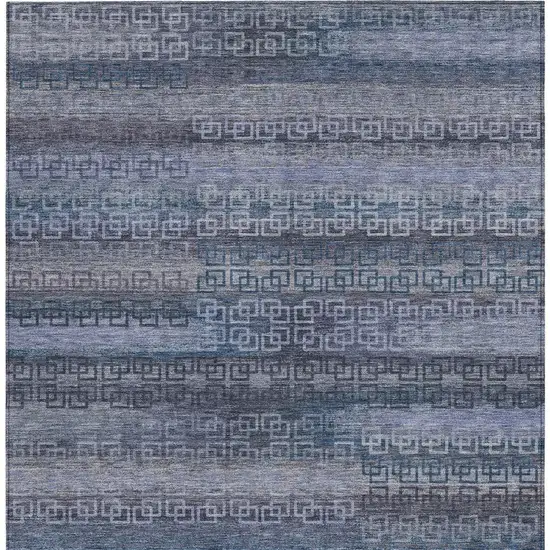 Taupe And Blue Striped Washable Indoor Outdoor Area Rug Photo 4