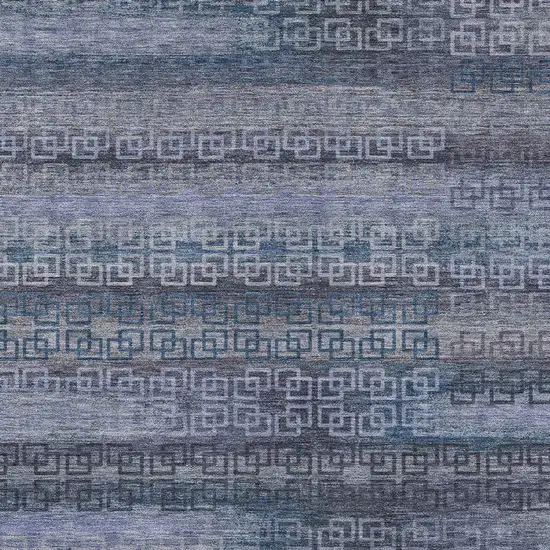 Taupe And Blue Striped Washable Indoor Outdoor Area Rug Photo 3