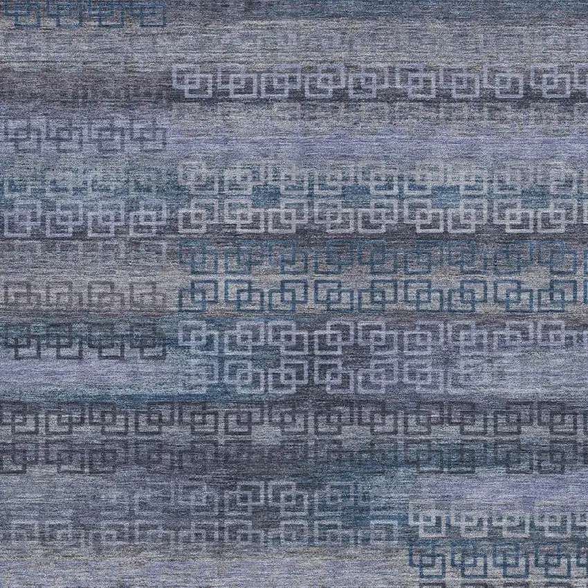 Taupe And Blue Striped Washable Indoor Outdoor Area Rug Photo 3