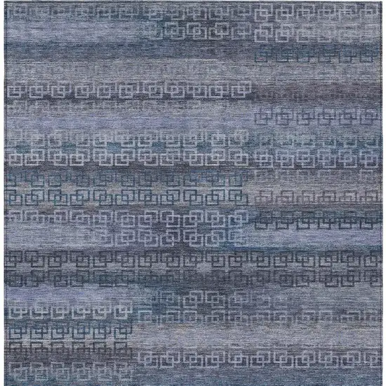 Taupe And Blue Striped Washable Indoor Outdoor Area Rug Photo 9