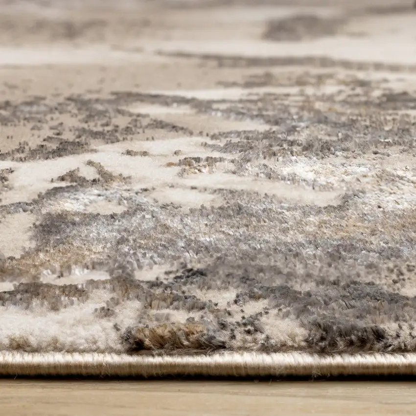 Taupe And Brown Abstract Area Rug Photo 9
