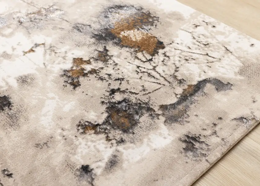 Taupe And Brown Abstract Area Rug Photo 6