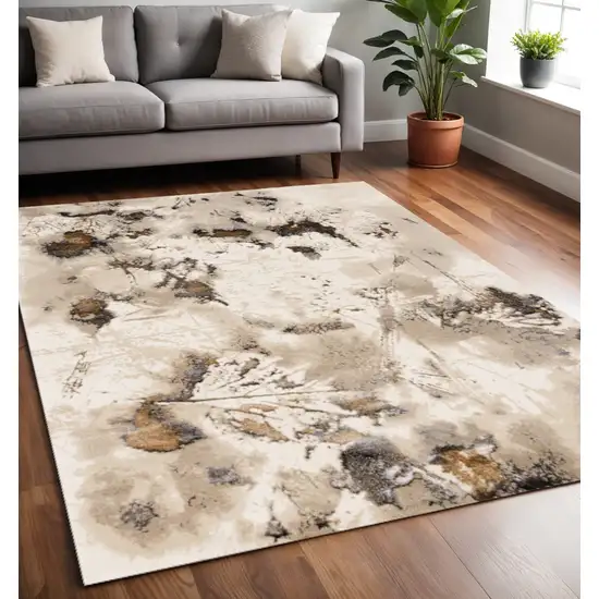 Taupe And Brown Abstract Area Rug Photo 1