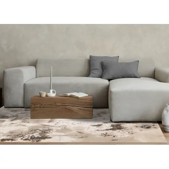 Taupe And Brown Abstract Area Rug Photo 5