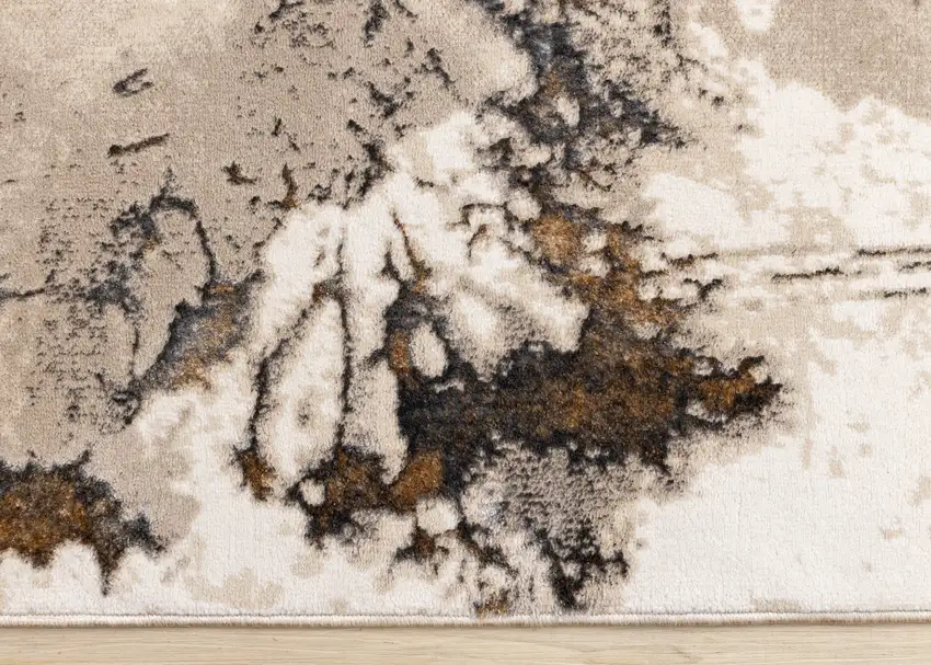 Taupe And Brown Abstract Area Rug Photo 9