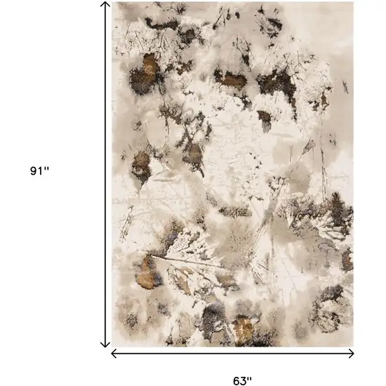 Taupe And Brown Abstract Area Rug Photo 3