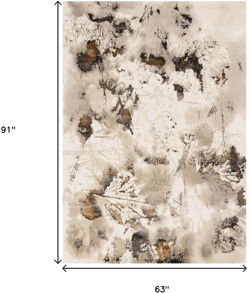 Taupe And Brown Abstract Area Rug Photo 3