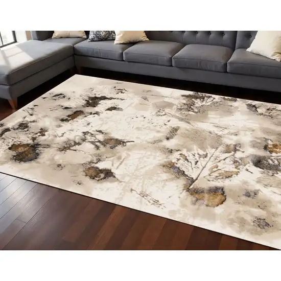 Taupe And Brown Abstract Area Rug Photo 1