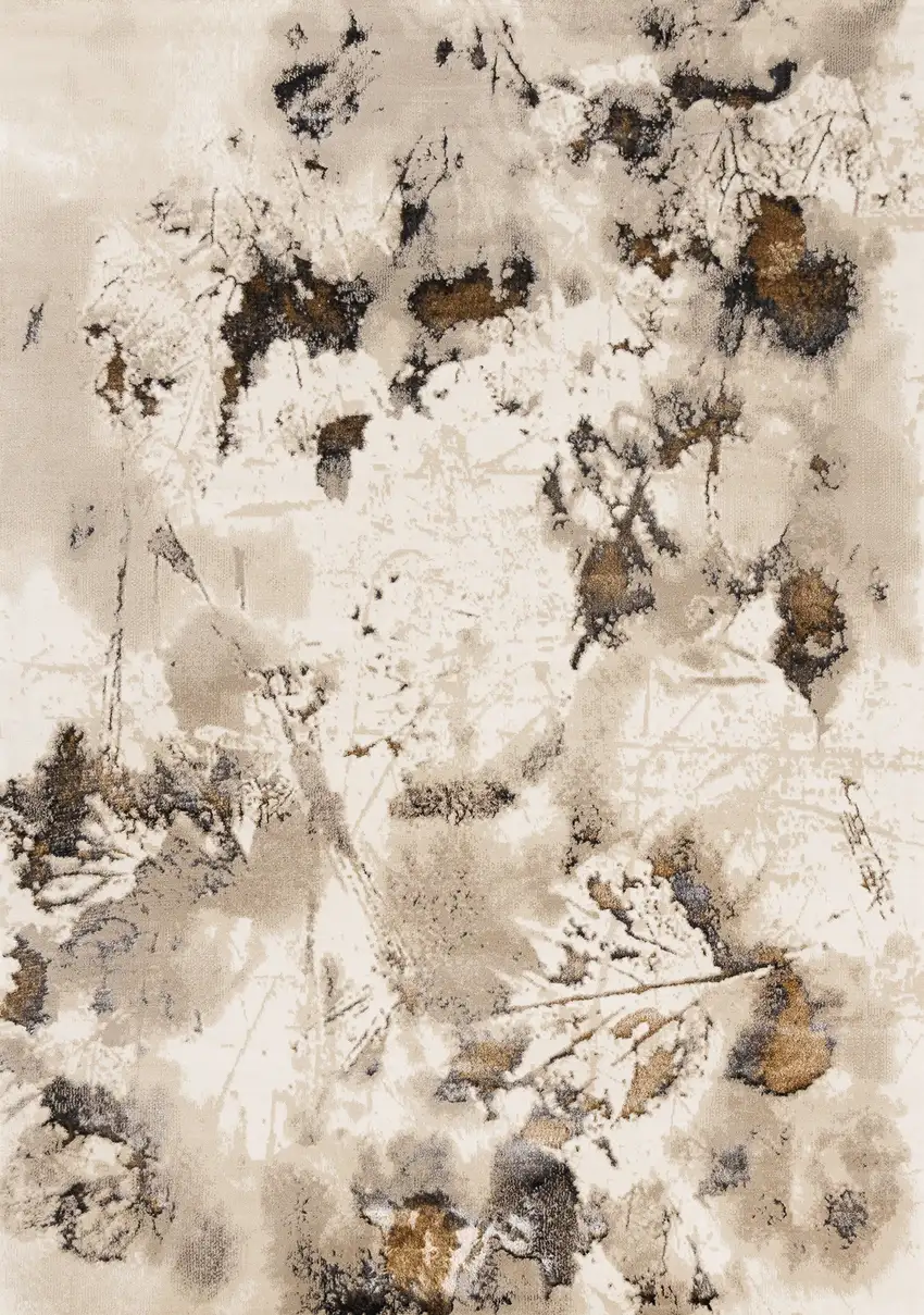 Taupe And Brown Abstract Area Rug Photo 5