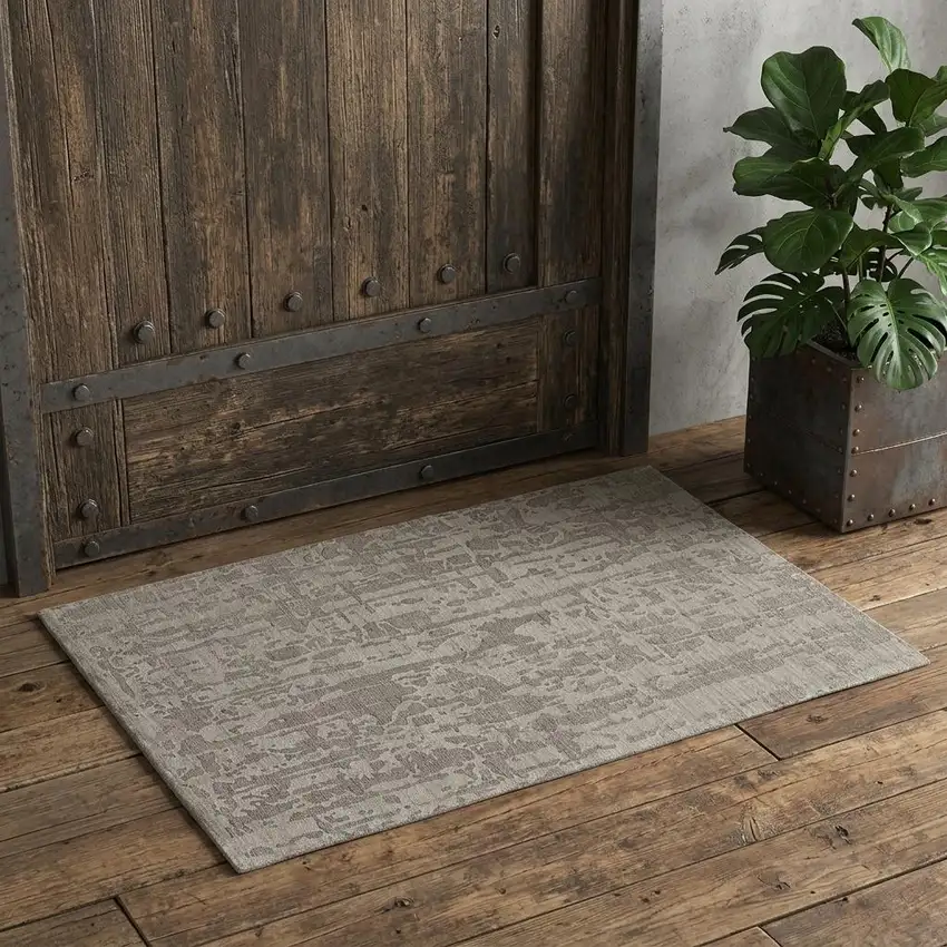 Taupe And Brown Abstract Hand Woven Area Rug Photo 1