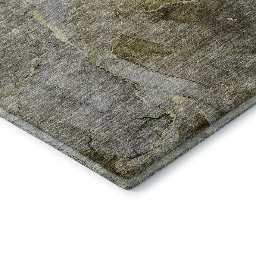 Taupe And Brown Abstract Washable Area Rug With UV Protection Photo 9