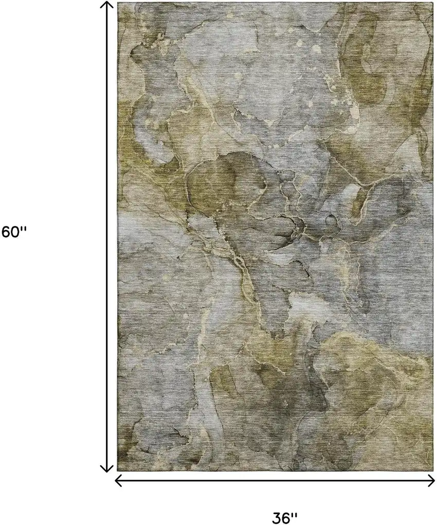 Taupe And Brown Abstract Washable Area Rug With UV Protection Photo 7