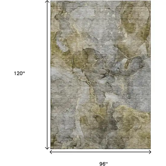 Taupe And Brown Abstract Washable Area Rug With UV Protection Photo 3