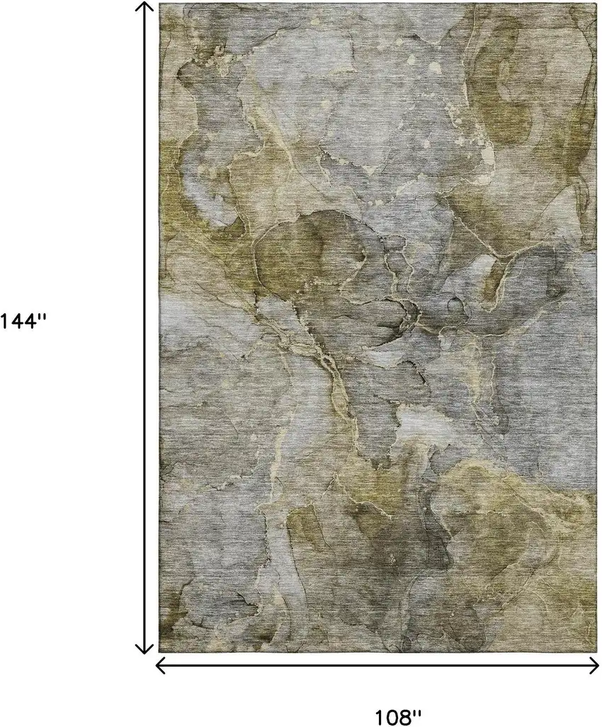 Taupe And Brown Abstract Washable Area Rug With UV Protection Photo 3