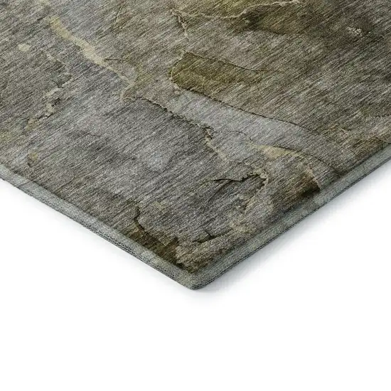 Taupe And Brown Abstract Washable Area Rug With UV Protection Photo 7