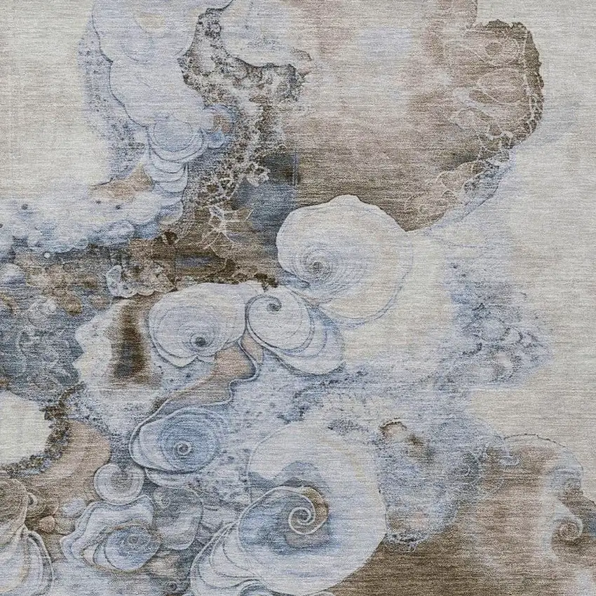 Taupe And Brown Abstract Washable Indoor Outdoor Area Rug Photo 4