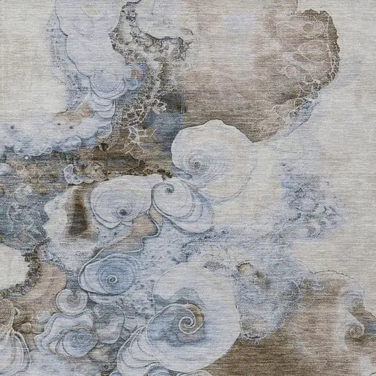 Taupe And Brown Abstract Washable Indoor Outdoor Area Rug Photo 3