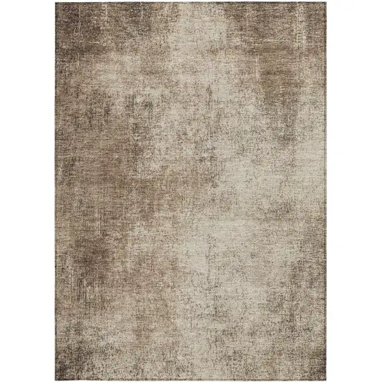 Taupe And Brown Abstract Washable Indoor Outdoor Area Rug Photo 6
