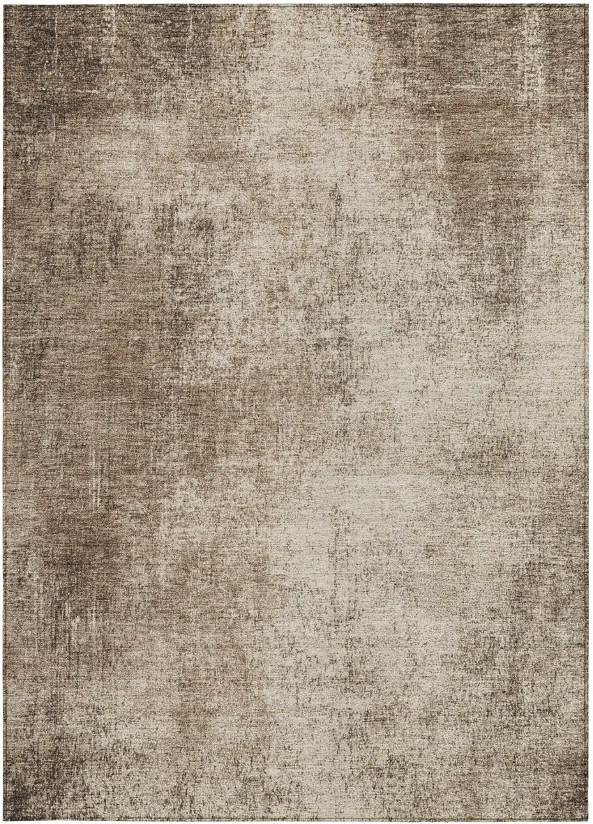 Taupe And Brown Abstract Washable Indoor Outdoor Area Rug Photo 6