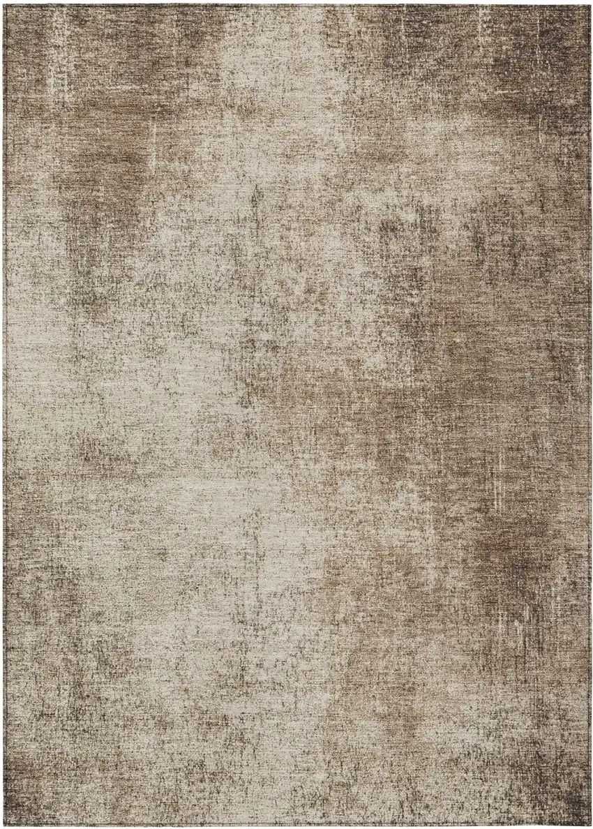 Taupe And Brown Abstract Washable Indoor Outdoor Area Rug Photo 1