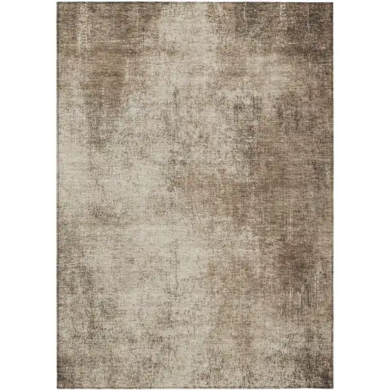 Taupe And Brown Abstract Washable Indoor Outdoor Area Rug Photo 1