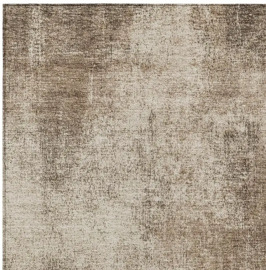 Taupe And Brown Abstract Washable Indoor Outdoor Area Rug Photo 3