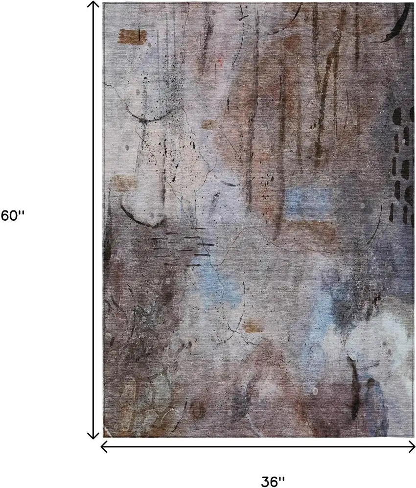 Taupe And Brown Abstract Washable Indoor Outdoor Area Rug Photo 9