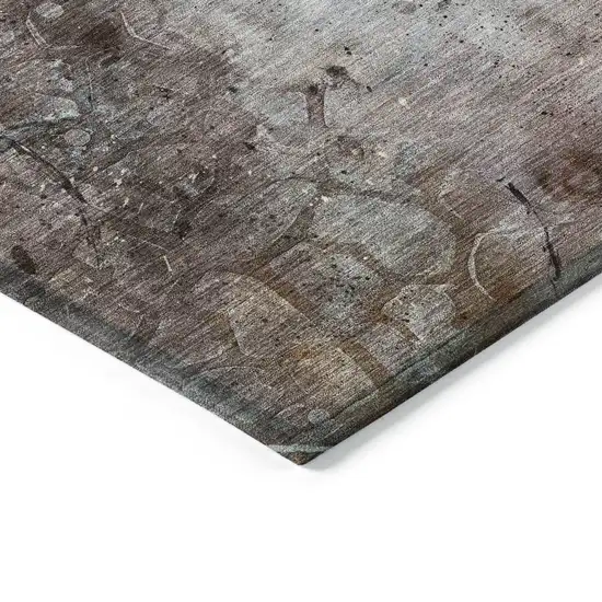 Taupe And Brown Abstract Washable Indoor Outdoor Area Rug Photo 6