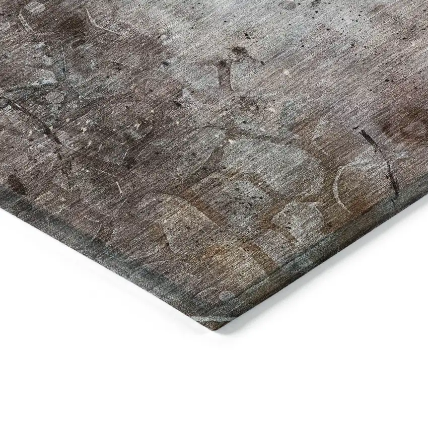 Taupe And Brown Abstract Washable Indoor Outdoor Area Rug Photo 6