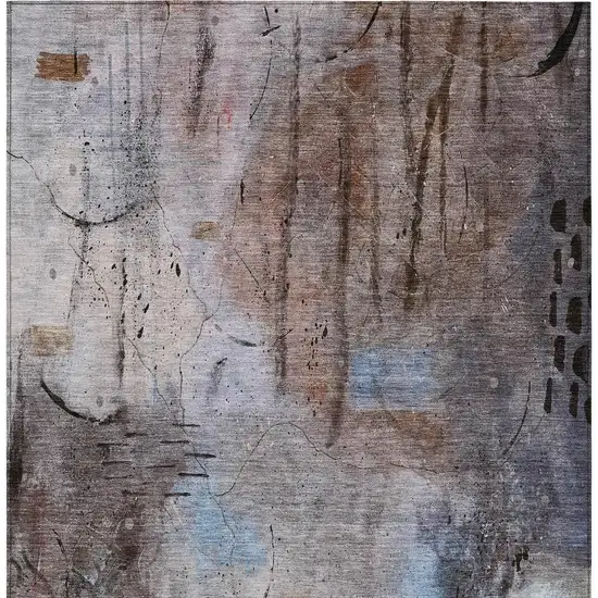 Taupe And Brown Abstract Washable Indoor Outdoor Area Rug Photo 7