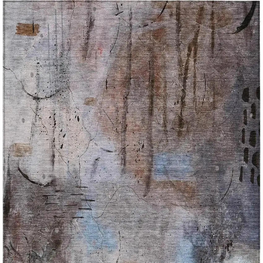 Taupe And Brown Abstract Washable Indoor Outdoor Area Rug Photo 7