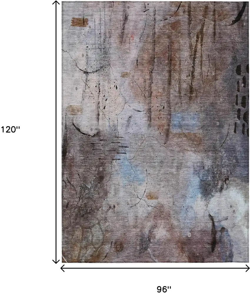 Taupe And Brown Abstract Washable Indoor Outdoor Area Rug Photo 9