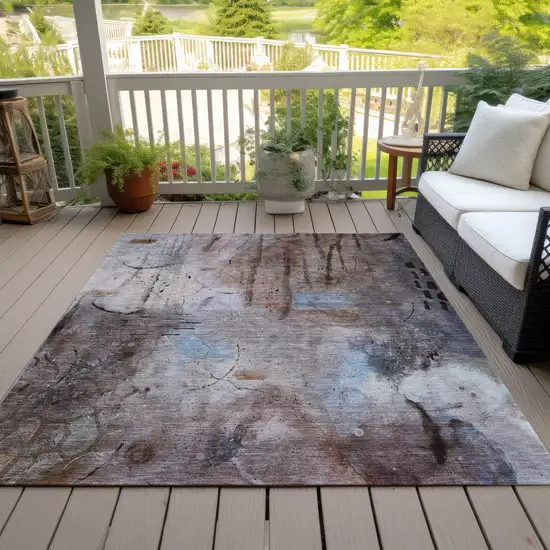 Taupe And Brown Abstract Washable Indoor Outdoor Area Rug Photo 8