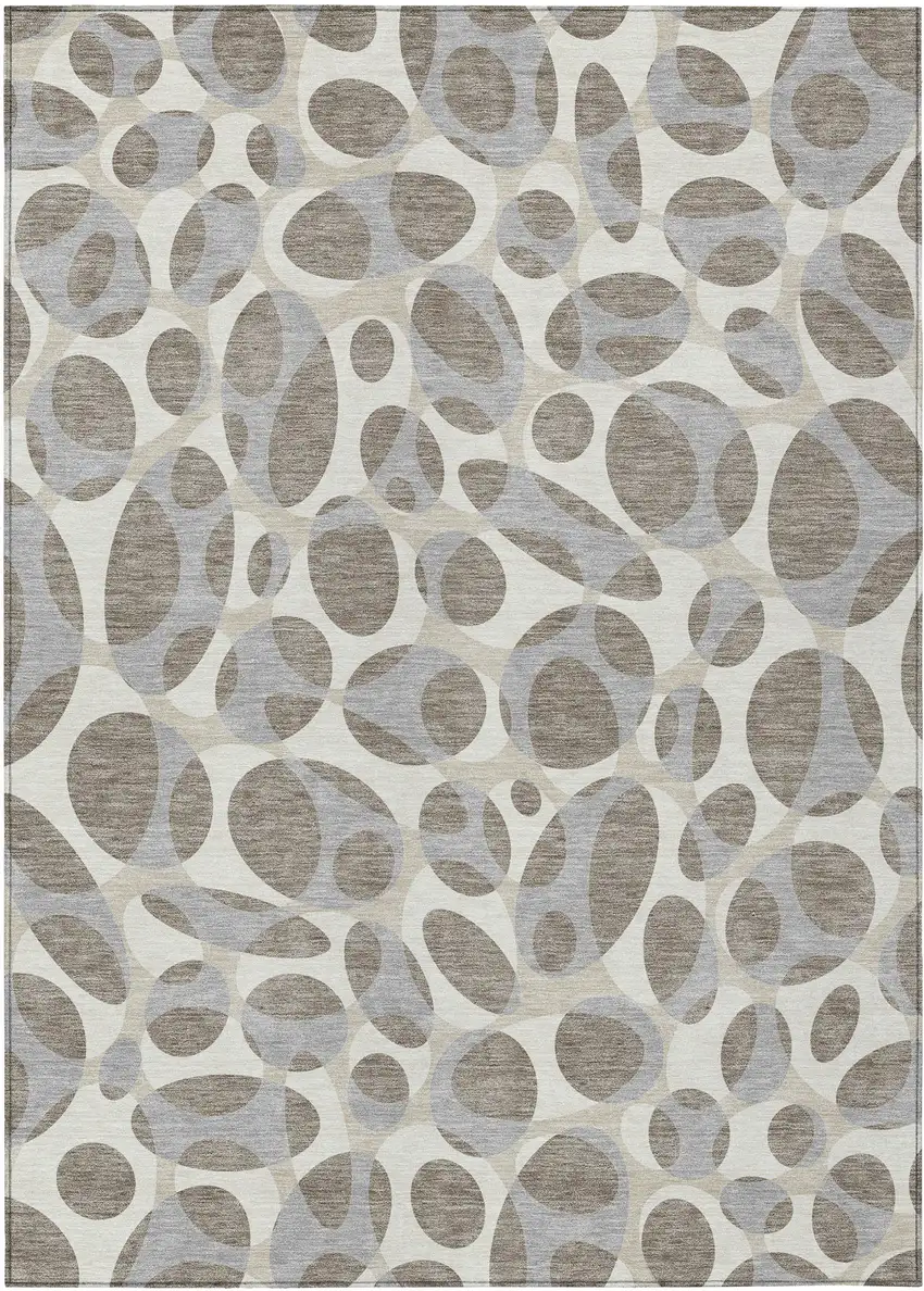 Taupe And Brown Abstract Washable Indoor Outdoor Area Rug Photo 1
