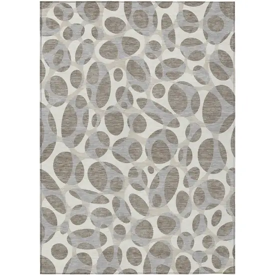 Taupe And Brown Abstract Washable Indoor Outdoor Area Rug Photo 1
