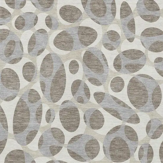 Taupe And Brown Abstract Washable Indoor Outdoor Area Rug Photo 2