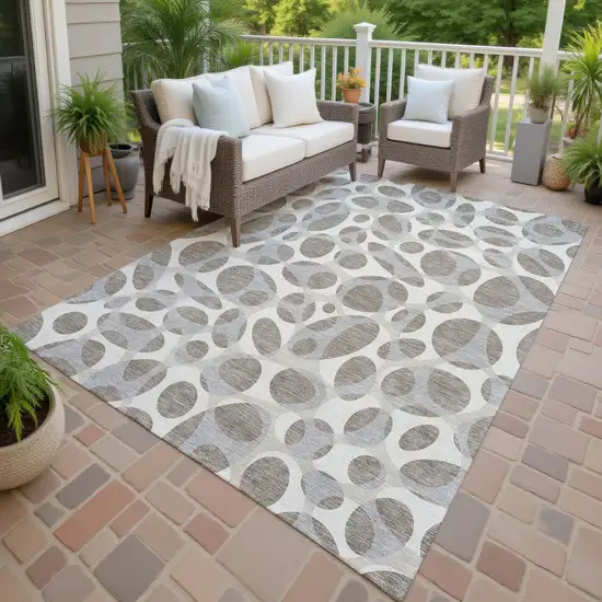 Taupe And Brown Abstract Washable Indoor Outdoor Area Rug Photo 4