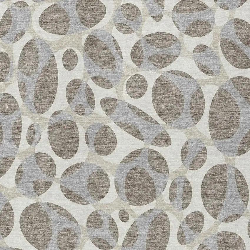 Taupe And Brown Abstract Washable Indoor Outdoor Area Rug Photo 2