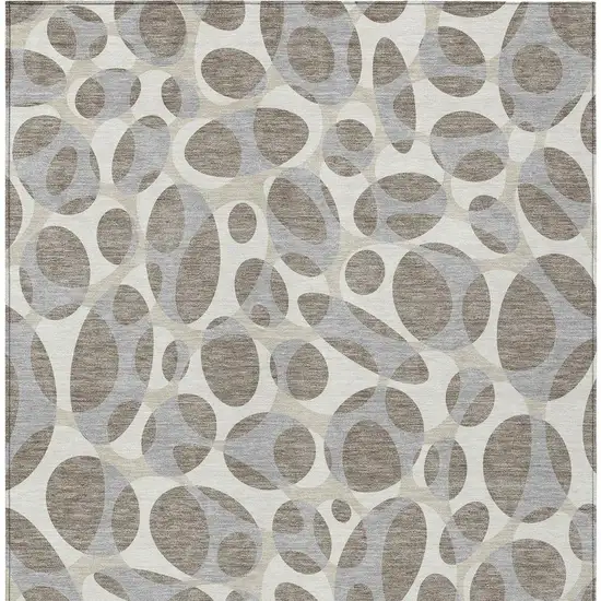 Taupe And Brown Abstract Washable Indoor Outdoor Area Rug Photo 3
