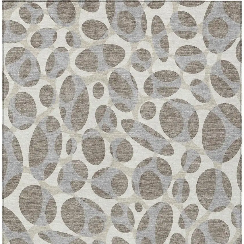 Taupe And Brown Abstract Washable Indoor Outdoor Area Rug Photo 3
