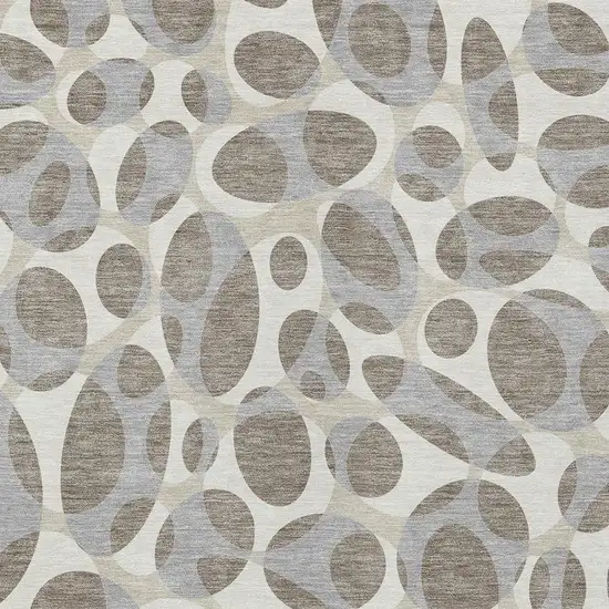 Taupe And Brown Abstract Washable Indoor Outdoor Area Rug Photo 2