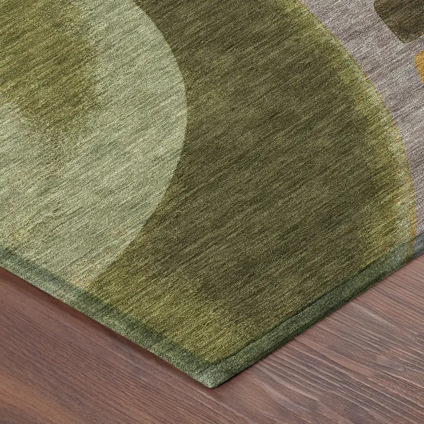Taupe And Brown Abstract Washable Indoor Outdoor Area Rug Photo 8