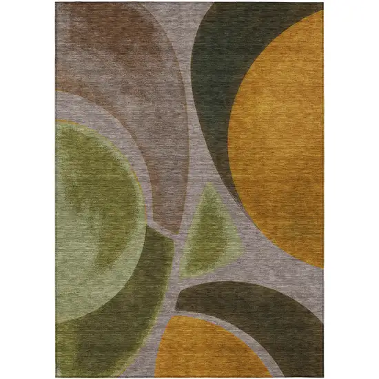Taupe And Brown Abstract Washable Indoor Outdoor Area Rug Photo 1