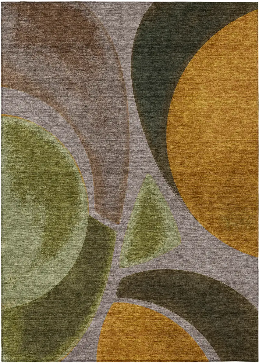 Taupe And Brown Abstract Washable Indoor Outdoor Area Rug Photo 1