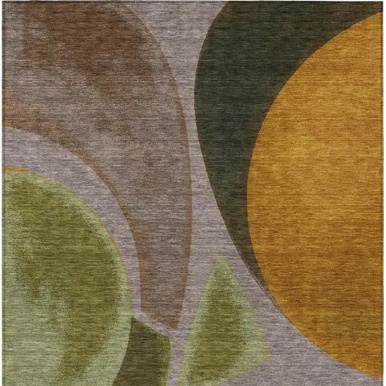 Taupe And Brown Abstract Washable Indoor Outdoor Area Rug Photo 3