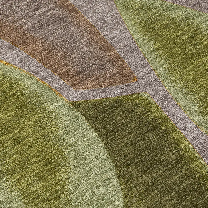 Taupe And Brown Abstract Washable Indoor Outdoor Area Rug Photo 9