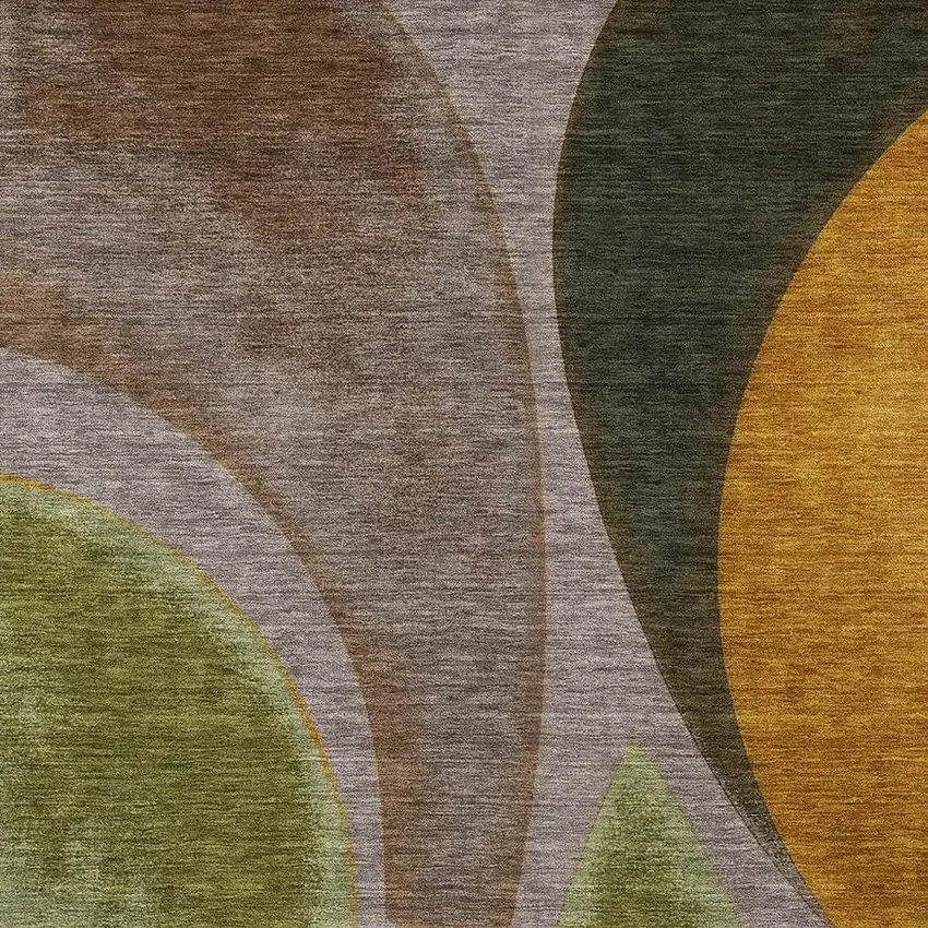 Taupe And Brown Abstract Washable Indoor Outdoor Area Rug Photo 2