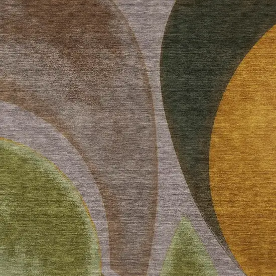 Taupe And Brown Abstract Washable Indoor Outdoor Area Rug Photo 2