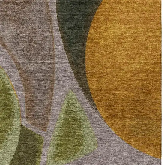 Taupe And Brown Abstract Washable Indoor Outdoor Area Rug Photo 2