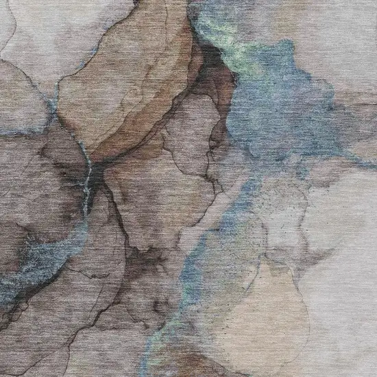Taupe And Brown Abstract Washable Indoor Outdoor Area Rug Photo 2